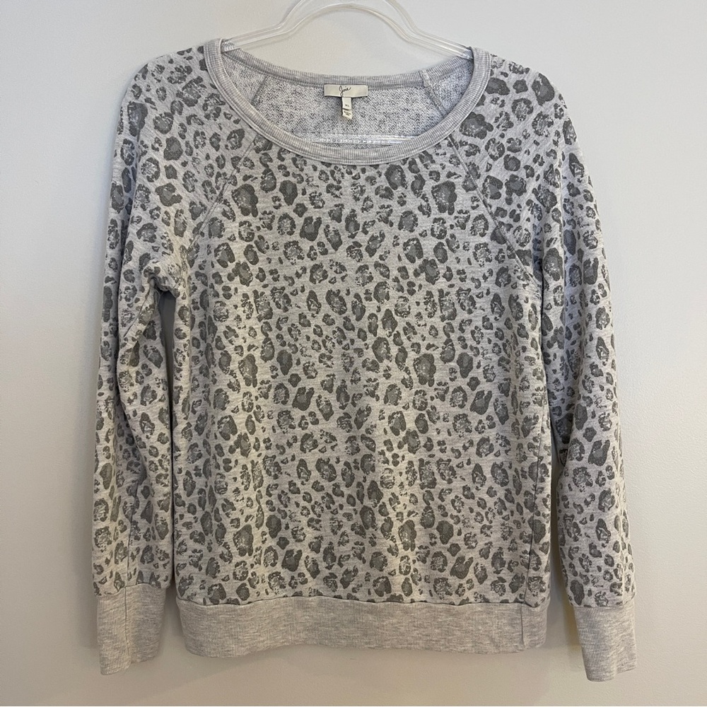 Joie Animal Print Gray Crewneck Sweatshirt Sz XS